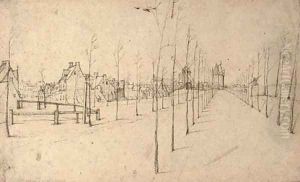 The ramparts of Antwerp with a distant view of the Rode Toren