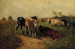 Cattle grazing in a summer meadow by Henry J. Schouten