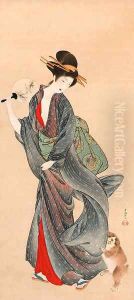 Beauty and puppy by Yamaguchi Soken