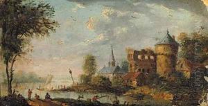 Rhenish landscapes by Christian Georg II Schutz or Schuz
