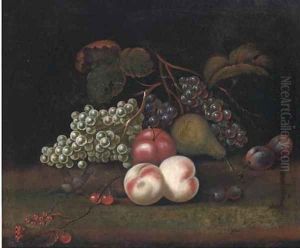 Still life of grapes, peaches, an apple, pear and plums by William Sartorius