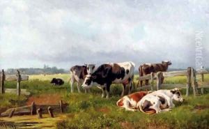 Cattle in the meadow by Hendrik Savrij