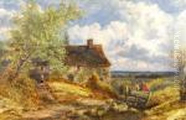 Figures In A Cart On A Farm Track - view 1