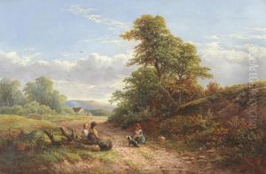 Children And A Dog On A Derbyshire Lane