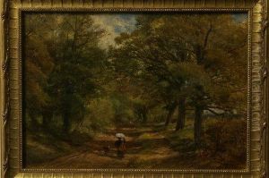 Home From Market, Figure And Sheep Dog On A Country Lane