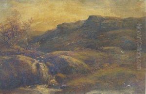 A Water-fall At Froggatt Edge,derbyshire by George Turner