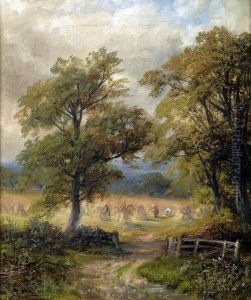 Harvesting At Callow, Derbyshire by George Turner