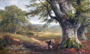 Burnham Beeches,with Faggot Gatherer In A Summer Landscape Burnham Beeches,with Faggot Gatherer In A Summer Landscape
