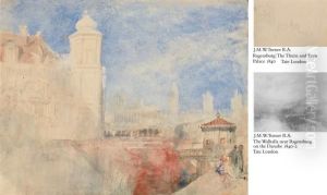 The Thurn And Taxis Palace With The Obermunster In The Distance,regensburg, Germany by Joseph Mallord William Turner