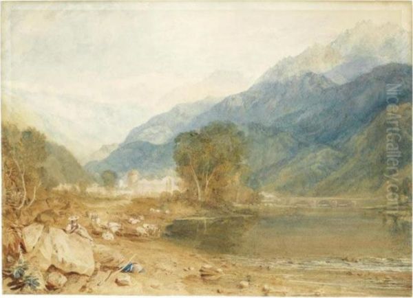 A View From The Castle Of St. 
Michael, Bonneville, Savoy, From The Banks Of The Arve River - view 1