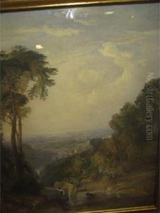 Mountain Water Landscape With Women Washing Clothes thumbnail