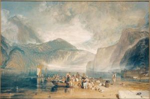 Lake Of Lucerne, From The
Landing Place At Fluelen, Looking Towards Bauen And Tell's Chapel,
Switzerland by Joseph Mallord William Turner
