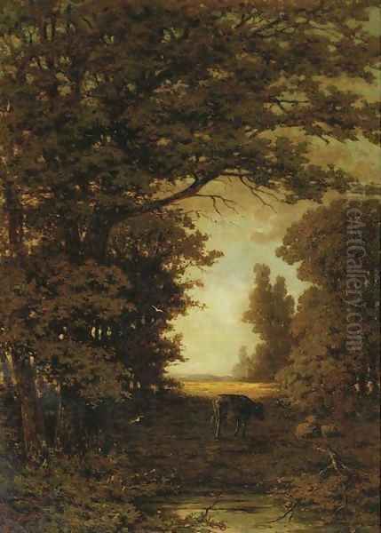 Cattle on a forestpath - view 1