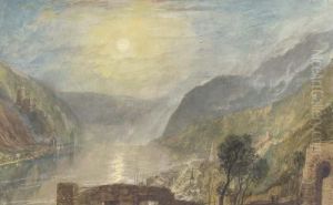 From Rheinfels Looking Over St. Goar To Burg Katz, Germany by Joseph Mallord William Turner