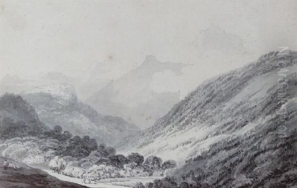Travellers In A Swiss Valley - view 1
