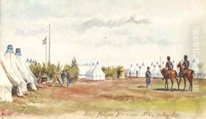Cavalrymen riding into the camp at Nieuw Milligen by Willem Constantijn Staring