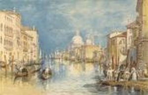 The Grand Canal, Venice, With Gondolas And Figures In Theforeground by Joseph Mallord William Turner