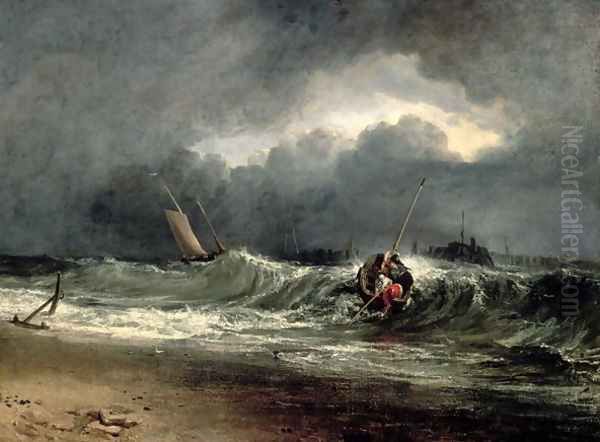 Fishermen upon a lee-shore in squally weather - view 1