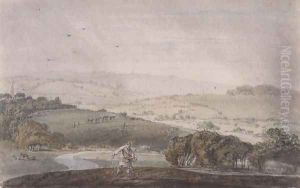 A Farmer Sowing, with a River Valley and Rolling Hills Beyond, c.1795 by Joseph Mallord William Turner