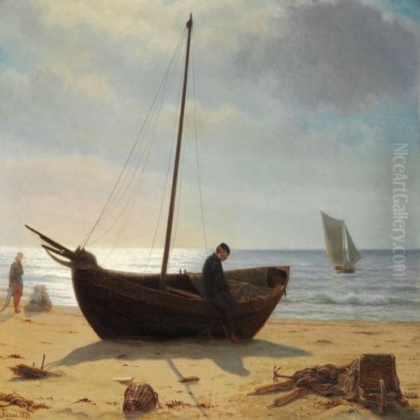Fiskerdreng I Bad Pa Stranden - view 1