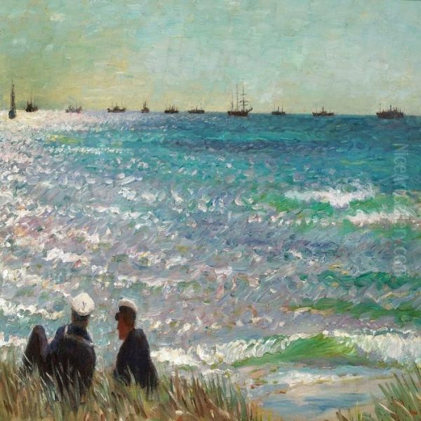 Parti Fra Skagen Med To S m nd, Der Betragter Enkonvoj - view 1