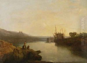 Harlech Castle, from Twgwyn Ferry, Summers Evening Twilight by Joseph Mallord William Turner