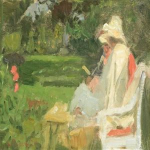 Two English Women Indagminnes Garden by Laurits Regner Tuxen