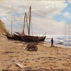 Boats On The Beach by Laurits Regner Tuxen