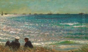 View Of Skagen With Two Sailors
Looking At A Convoy. "parti Fra Skagen Med To Somaend, Der Betragter En
Konvoj" by Laurits Regner Tuxen