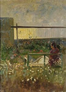 Miss Nina Tuxen In The Garden Of The Artist's House At Skagen by Laurits Regner Tuxen