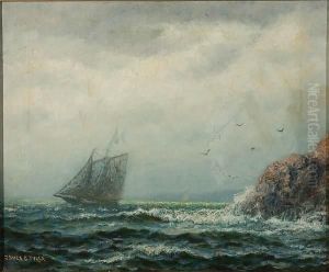 A Racing Yacht Along The Shore by James Gale Tyler