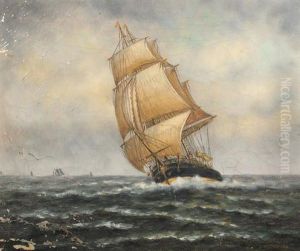Schooner In Approaching Storm by James Gale Tyler