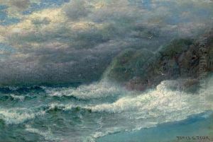 Crashing Waves On A Rocky Coast by James Gale Tyler