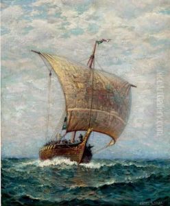 A Viking Ship At Sea by James Gale Tyler