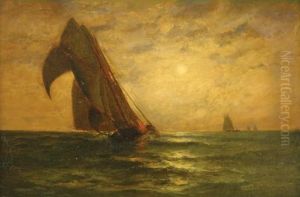Nocturnal Seascape With Sailboats by James Gale Tyler