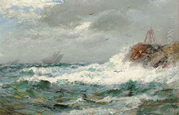 Waves Crashing Ashore With Shipping Beyond - view 1