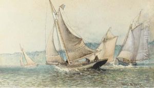 Hudson River Sloops Off The Palisades