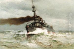 Battle Cruiser At Full Steam
Oil On Canvas