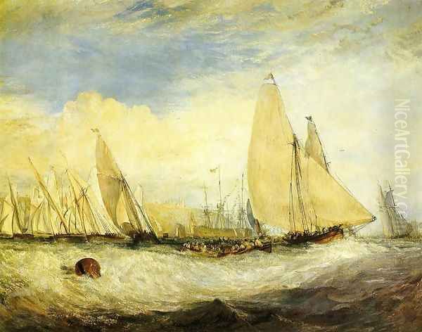 East Cowes Castle, the seat of J. Nash, Esq.; the Regatta beating to windward - view 1