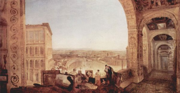 Rome from the Vatican (or Raffaelle accompanied by La Fornarina, preparing his pictures for the decoration of the Loggia) - view 1