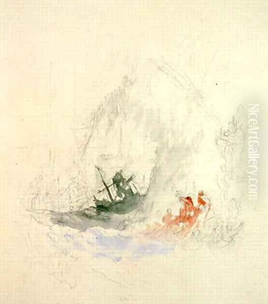 Fire at Sea, a design for a vignette, 1835 - view 1