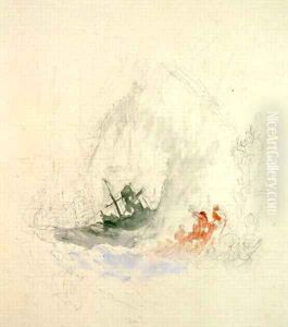 Fire at Sea, a design for a vignette, 1835 by Joseph Mallord William Turner