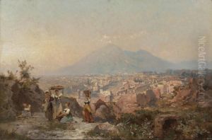 Figures On A Hill Overlooking Pompeii