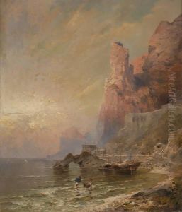 Pecheurs Sur La Cote D'amalfi by Franz Richard Unterberger