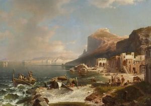 Capri Von Der Bucht Vonneapel Aus by Franz Richard Unterberger