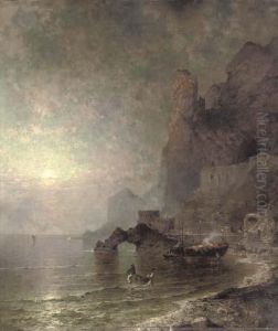 The Gulf Of Salerno, Amalfi by Franz Richard Unterberger