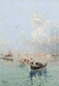 View Across The Lagoon Towards St Mark's And The Doge's Palace by Franz Richard Unterberger
