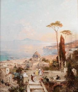 Amalfi, Looking Towards The Gulf Of Salerno by Franz Richard Unterberger