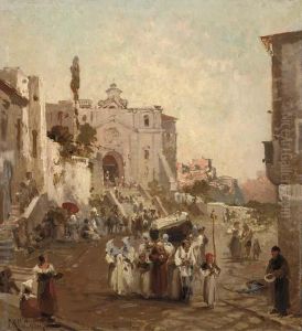 A Procession In Southern Italy by Franz Richard Unterberger