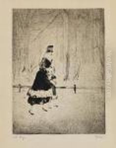 Dame Mit Kind Im Tiergarten by Lesser Ury